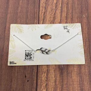 KONA BAY CUBIC ZIRCONIA SILVER AND BLACK FEATHER BRACELET AE17